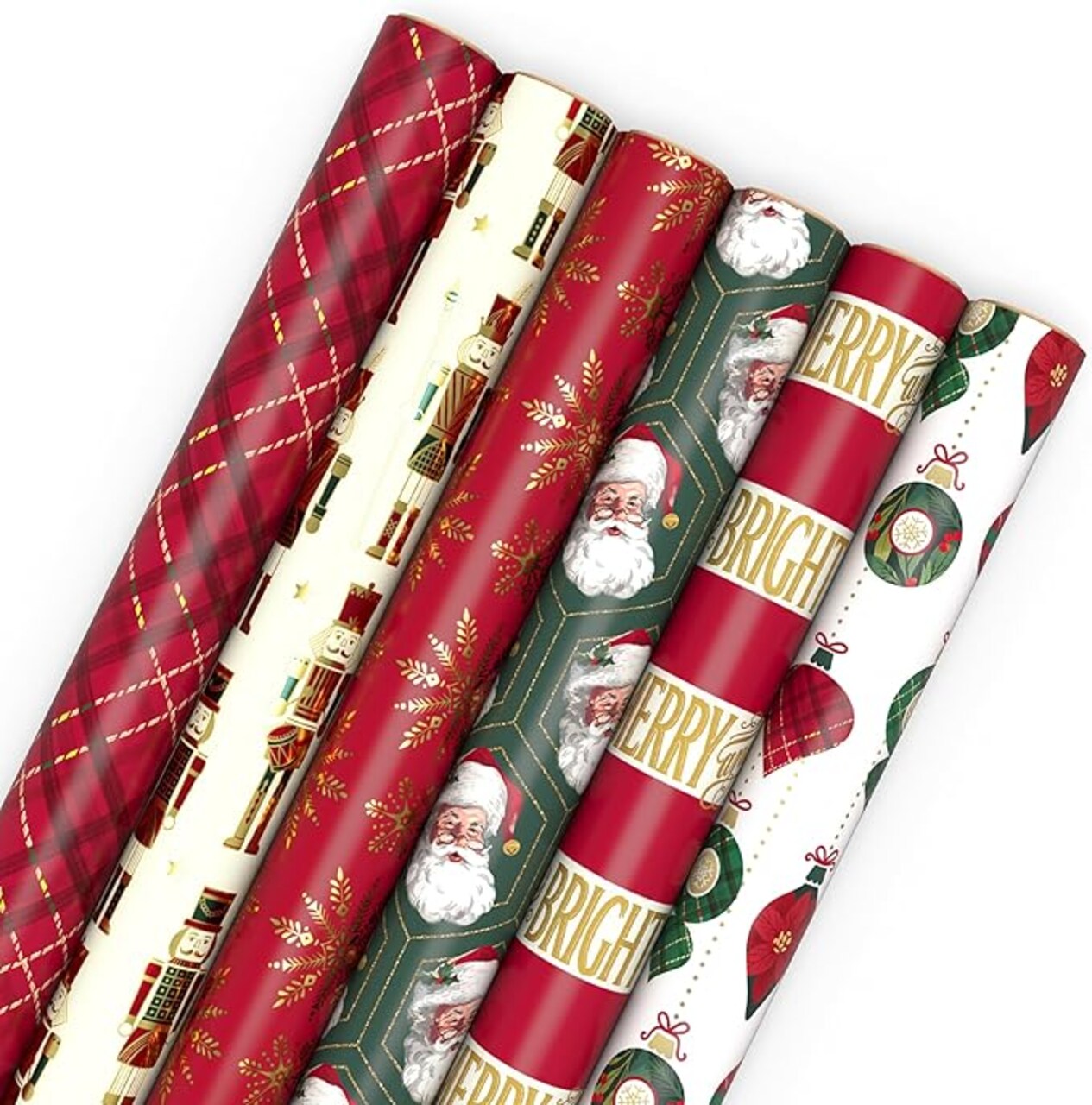 Hallmark Christmas Holiday Wrapping Paper Bundle with Cut Lines